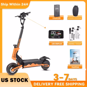 Arwibon 5600W Adult Electric Scooter Dual Motor Top Speed 46MPH,60V27AH, 11-inch Off-Road Tires Sport Folding eScooter