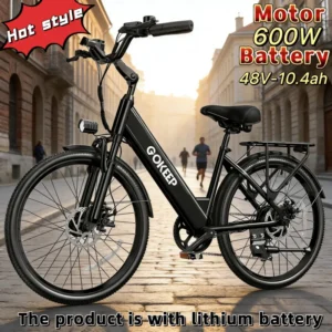 26-inch fashionable E-Bike, 600W brushless motor 48V-10.4ah lithium battery electric moped, adult electric bicycle