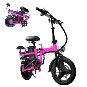 Pink Folding Electric Bike for Adults Teens 500W Peak Motor 48v 20ah Battery Commuter City Ebike