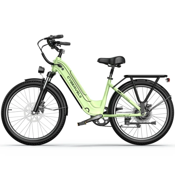 Cybervelo 26" Step-Thru Commuter, 1000W Peak 48V 25Ah Detachable Battery, Long Range 7-Speed Shift Electric Bike for Adult EK7
