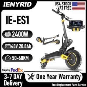 IENYRID ES1 Electric Scooter Foldable 2400W Dual Motor 48V20.8Ah Lithium Battery E-Scooter 10-inch Tires Adult City E-Scooter