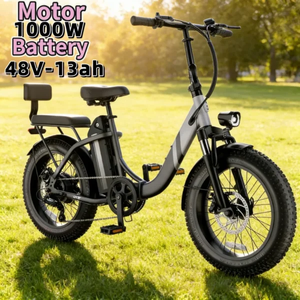 20inch foldable parent-child riding E-BIKE. 1000W brushless motor city electric bike, 48V13AH removable battery electric scooter