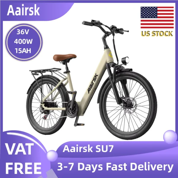 Aairsk SU7 Adult E-bike 36V 15Ah Battery Electric Bike 400W Motor Ebike 24 Inch Tire Women's Electric bicycle