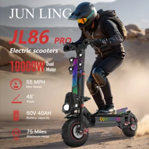 Offroad Electric Scooter - 55 MPH & High-Performance 10000W Fastest Dual Motor, 13" Off Road Tires,75-Mile Long Range, 60V 40Ah