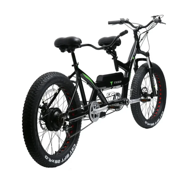 TXED 26 Inch 7 Speed 48v 500W Electric City Bicycle Alloy Frame Disc Brake Rear Hub Motor Double Seat Electric Bike