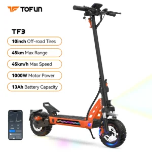 TOFUN TF3 Electric Scooter 1000W Motor 48V13Ah Battery Adult Sport Road Mountain E-Scooter 10Inch Tires Snow Foldable EScooter