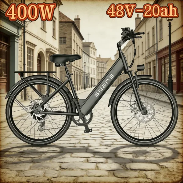 Adult ebike 26-inch 7-speed 400W motor 48V 20AH lithium battery electric bicycle, mountain road shock-absorbing electric bike