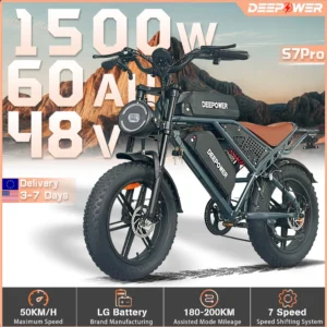 DEEPOWER S7Pro Off-Road Electric Bike for 1500W Motor 48V 60AH LG Battery with Adults Mountain Ebike All-Terrain Motorcycle