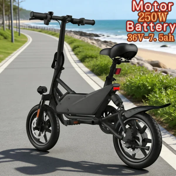 36V7.5AH lithium battery electric bicycle city transportation 250W brushless motor electric bicycle 14-inch fashionable foldable